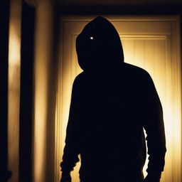 A dangerous hooded intruder is trying to break into a rural house at night