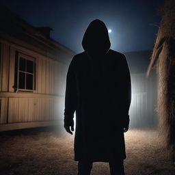 A dangerous hooded intruder is trying to break into a rural house at night