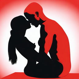 Two people kissing, their bodies are a solid color of black