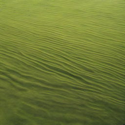 An aerial view of a grass-covered ground, featuring only the grass and small particles of soil