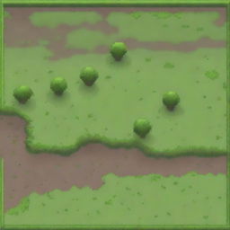 An aerial view of a grass-covered ground in pixel art style, featuring only the grass and small particles of soil