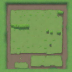 An aerial view of a grass-covered ground in pixel art style, featuring only the grass and small particles of soil