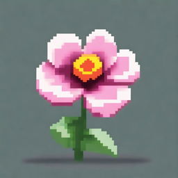 A single flower in pixel art style in PNG format