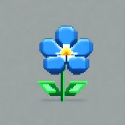 A single blue flower in pixel art style in PNG format