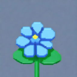 A single blue flower in pixel art style in PNG format