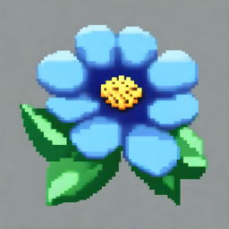 A single blue flower in pixel art style in PNG format