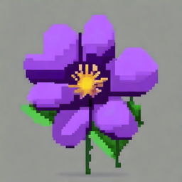 A single purple flower in pixel art style in PNG format