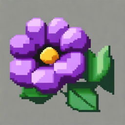 A single purple flower in pixel art style in PNG format