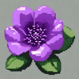 A single purple flower in pixel art style in PNG format