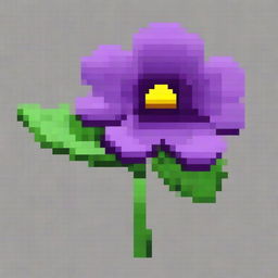 A single purple flower in pixel art style in PNG format