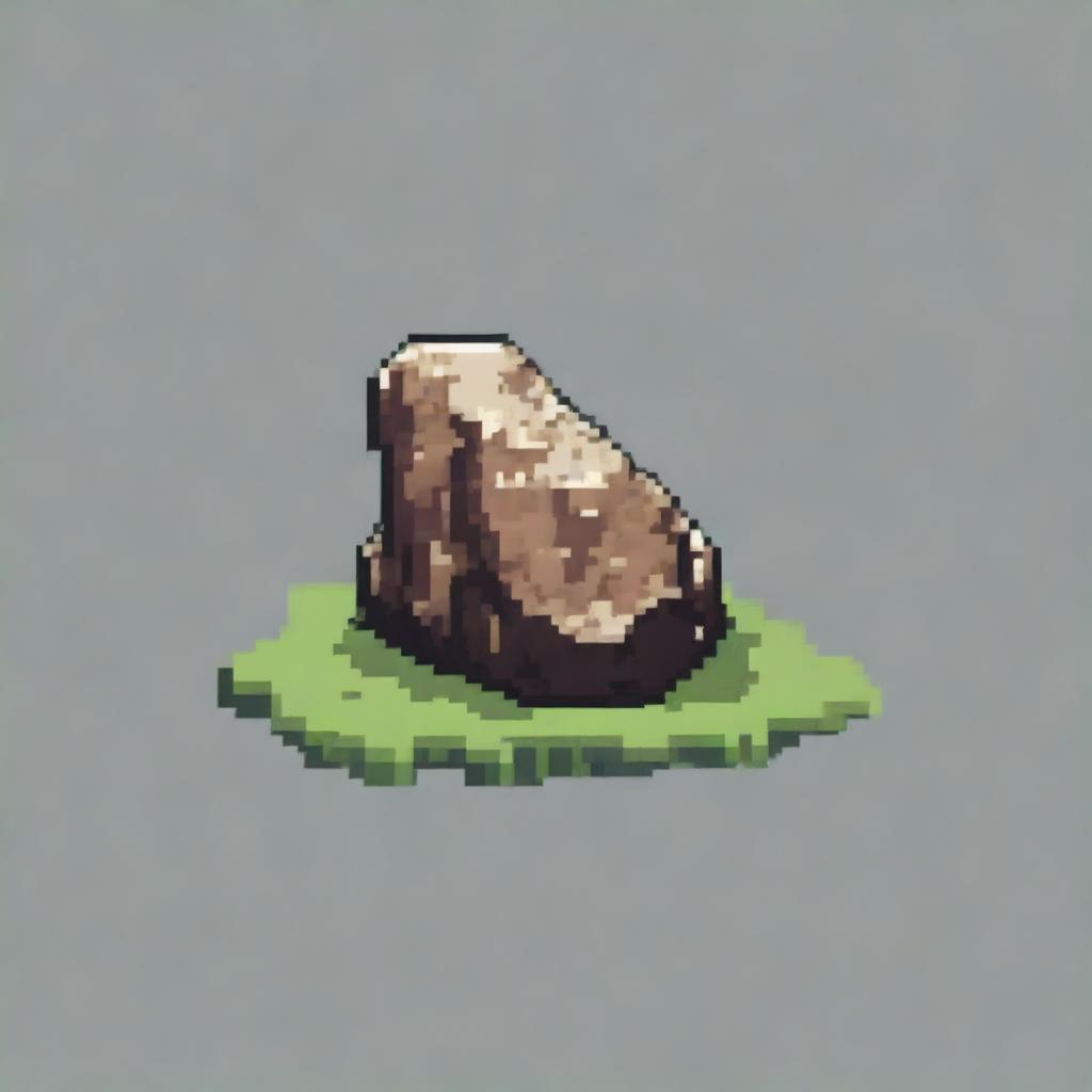 A single rock in pixel art style in PNG format