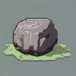 A single rock in pixel art style in PNG format