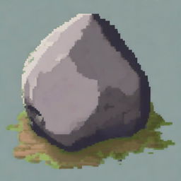 A single rock in pixel art style in PNG format