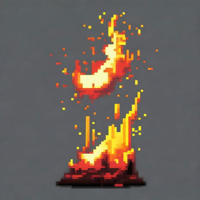 A single fireball in pixel art style in PNG format