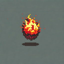 A single fireball in pixel art style in PNG format