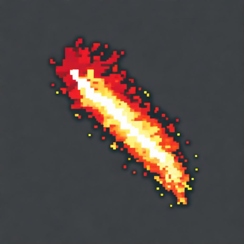 A fireball in pixel art style in PNG format