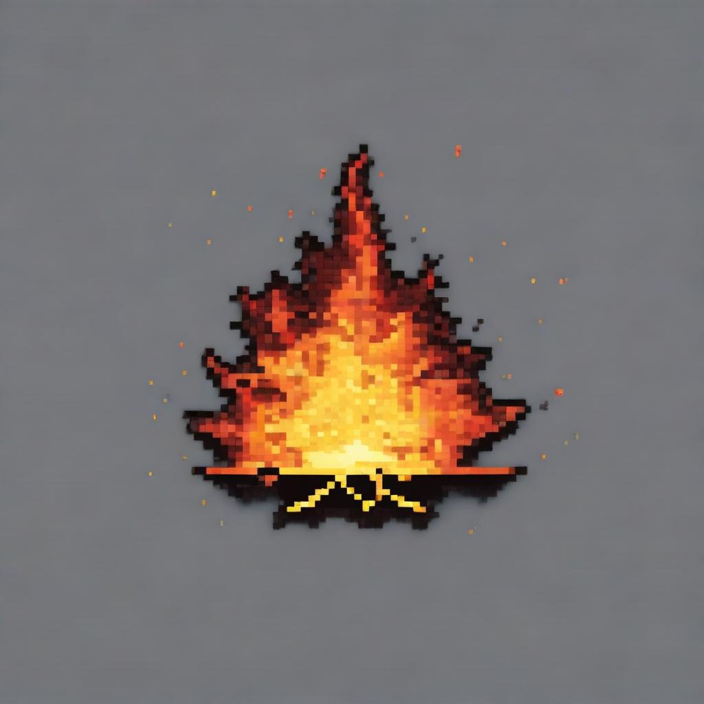 A fireball in pixel art style in PNG format