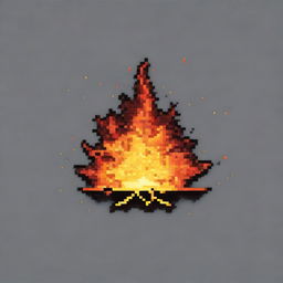 A fireball in pixel art style in PNG format