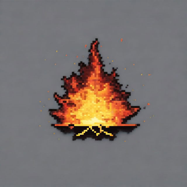 A fireball in pixel art style in PNG format