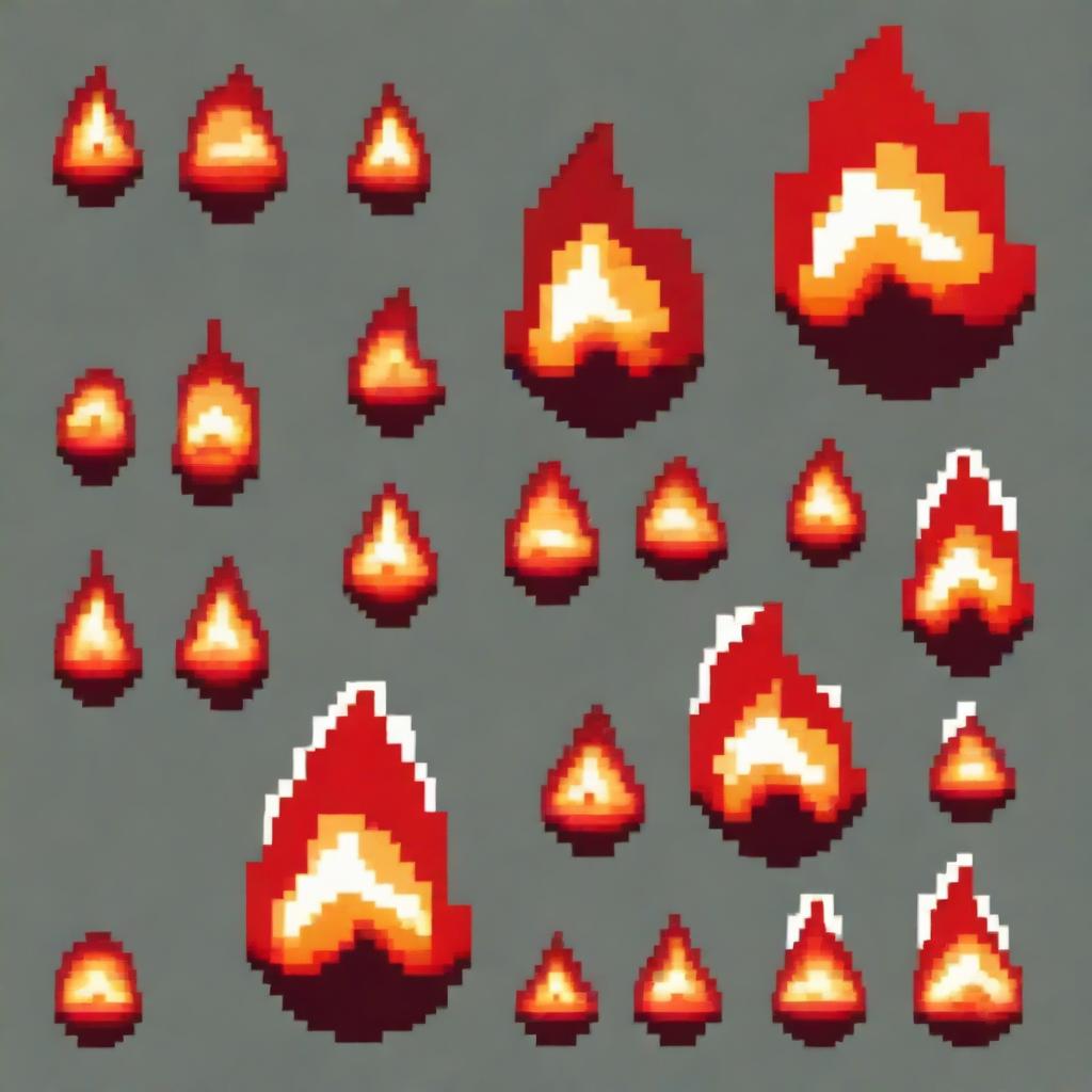 A red fireball in pixel art style in PNG format