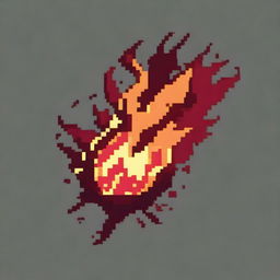 A red fireball in pixel art style in PNG format