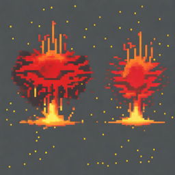 A red fireball in pixel art style in PNG format