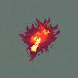 A red fireball in pixel art style in PNG format