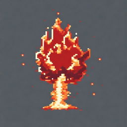 A red fireball in pixel art style in PNG format