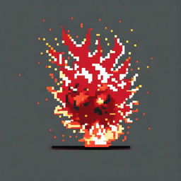 A red fireball in pixel art style in PNG format