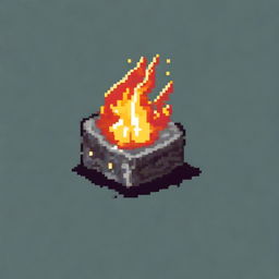 A meteorite wrapped in flames in pixel art style in PNG format