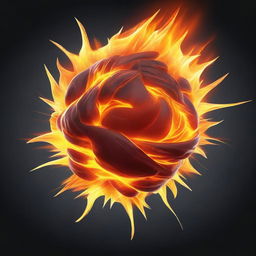 A detailed illustration of a fireball in a dynamic, fiery style