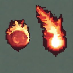 A fireball in pixel art style