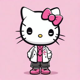 Create an image of a Hello Kitty character designed as a boy