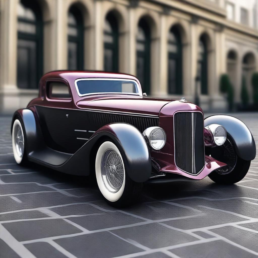 Create a custom modern hypercar that is a fusion of a 4-door 1932 Buick Victoria sedan and a racecar