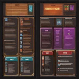 Create a skill card template for a fantasy-themed board game similar to Dungeons & Dragons or HeroQuest, but with an arcade and futuristic twist