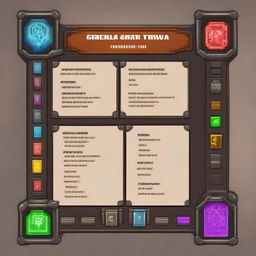 Create a skill card template for a fantasy-themed board game similar to Dungeons & Dragons or HeroQuest, but with an arcade and futuristic twist