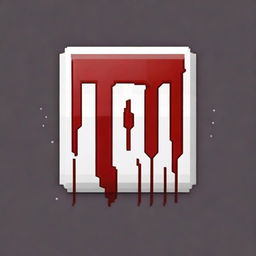 A play button covered in blood in pixel art style in PNG format