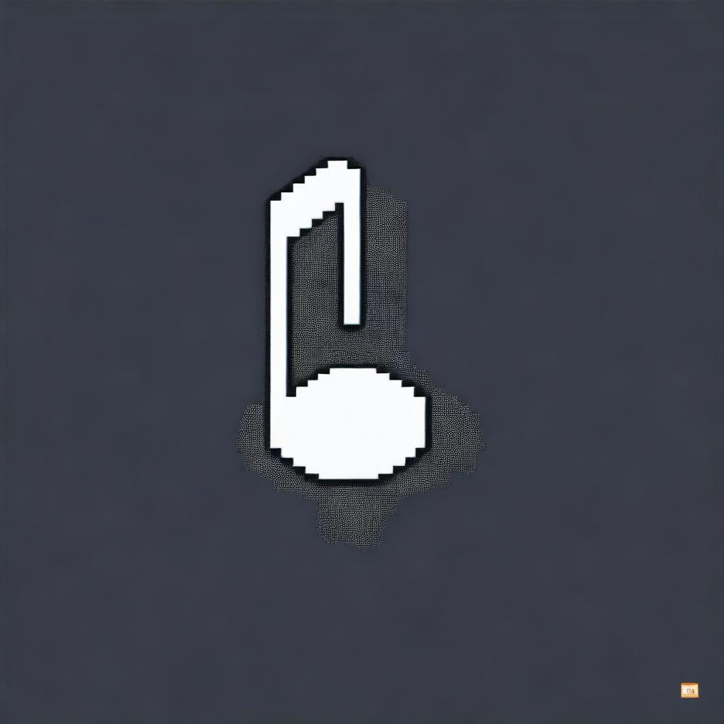 A single musical note in pixel art style