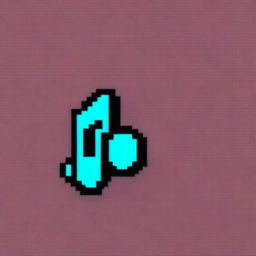 A single musical note in pixel art style