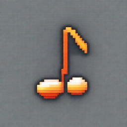 A single musical note in pixel art style