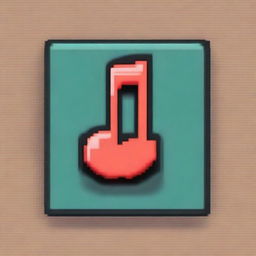 A single musical note in pixel art style