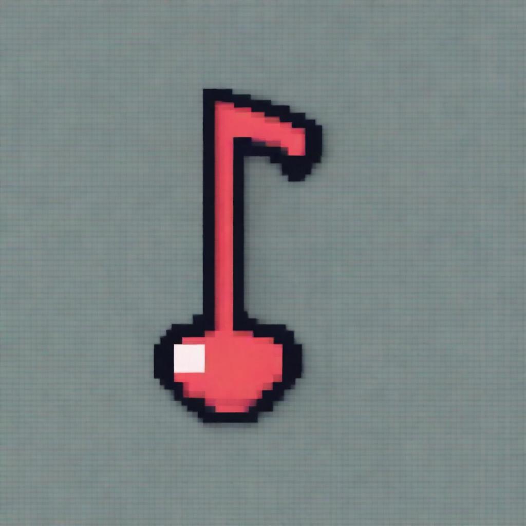 A single music note in pixel art style