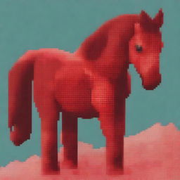 Create a pixel art image of a red horse