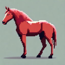 Create a pixel art image of a red horse