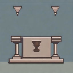 Create a pixel art image of a podium with first, second, and third place