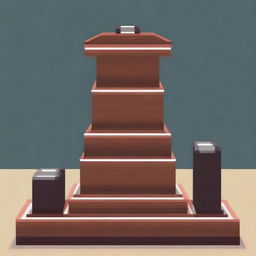 Create a pixel art image of a podium with first, second, and third place