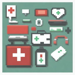 Create a pixel art image of a first aid kit