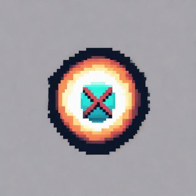 Create a pixel art image of a round arrow