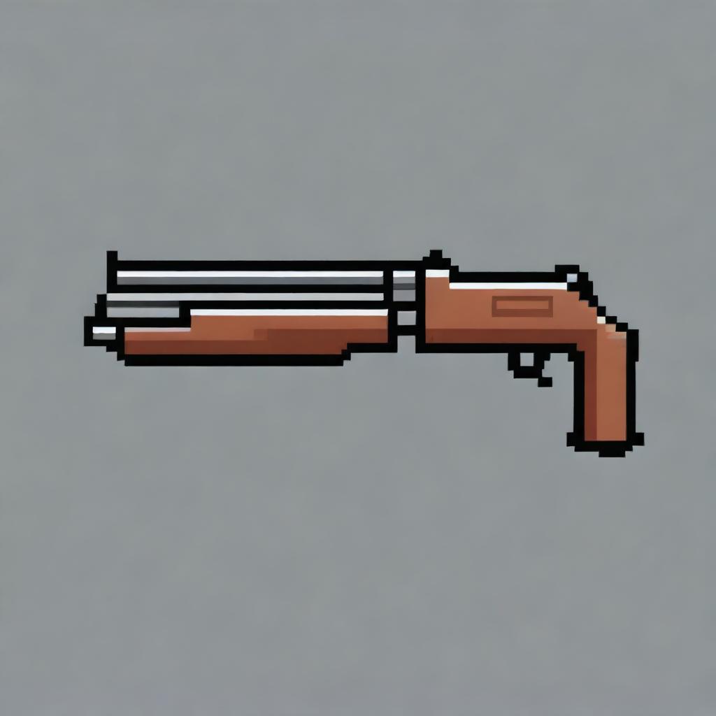 Create a pixel art image of a sawed-off shotgun