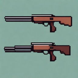 Create a pixel art image of a sawed-off shotgun